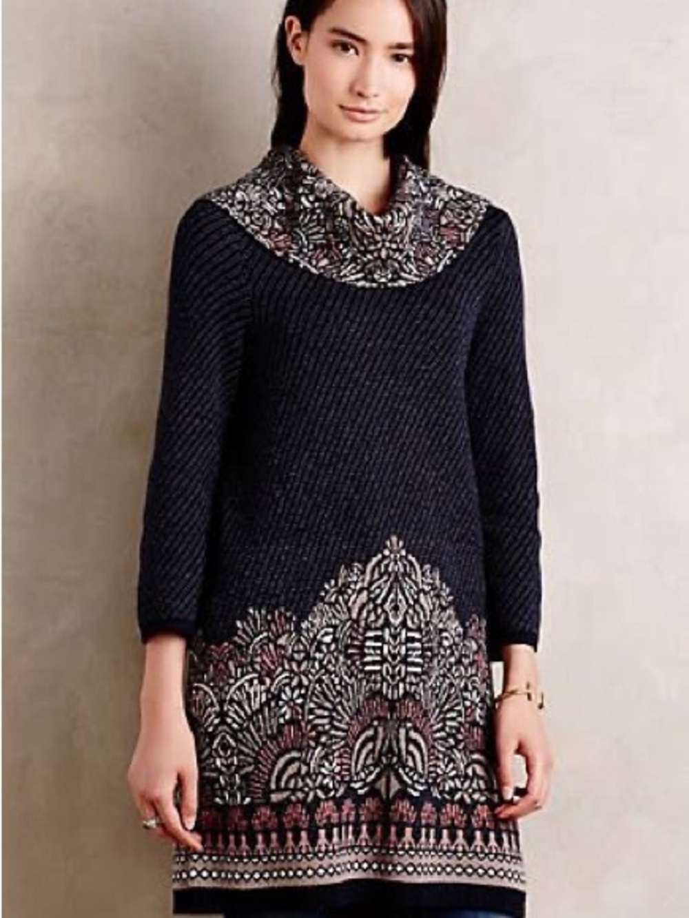 Anthropologie MOTH Imperial Garden Cowl Neck Tunic Sweater